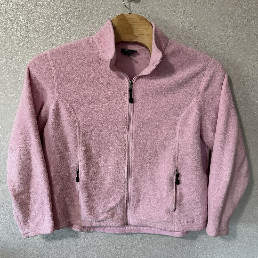 VTG LL Bean Sweatshirt Womens 3X Pink Fleece Full Zip Pockets Soft Cozy PolarTec